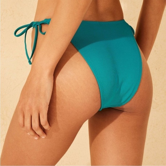 NWT Wild Fable XL / XXS Ribbed Teal Halter Triangle Bikini SET Side Tie Cheeky - Picture 4 of 13